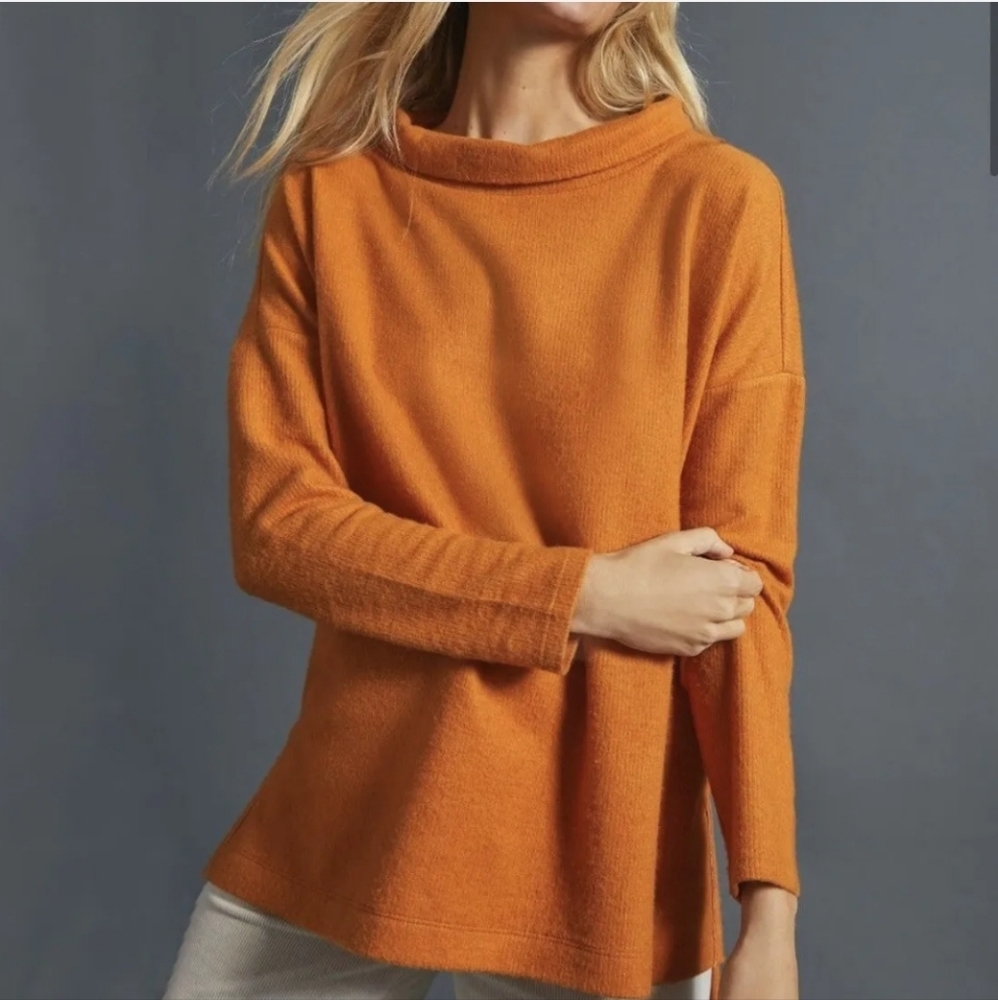 Anthropologie High-neck Tunic Sweater Beige Tan Size XS - Picture 1 of 5